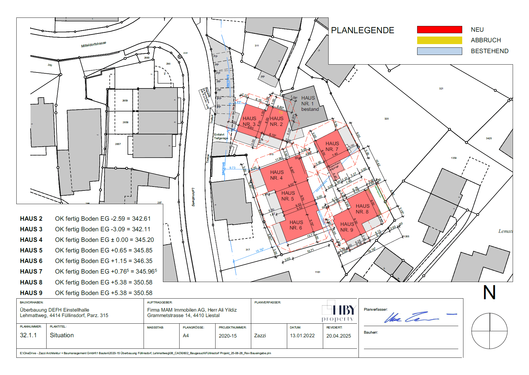 Visualisierung der Doppeleinfamilienhäuser am Lehmattweg in Füllinsdorf