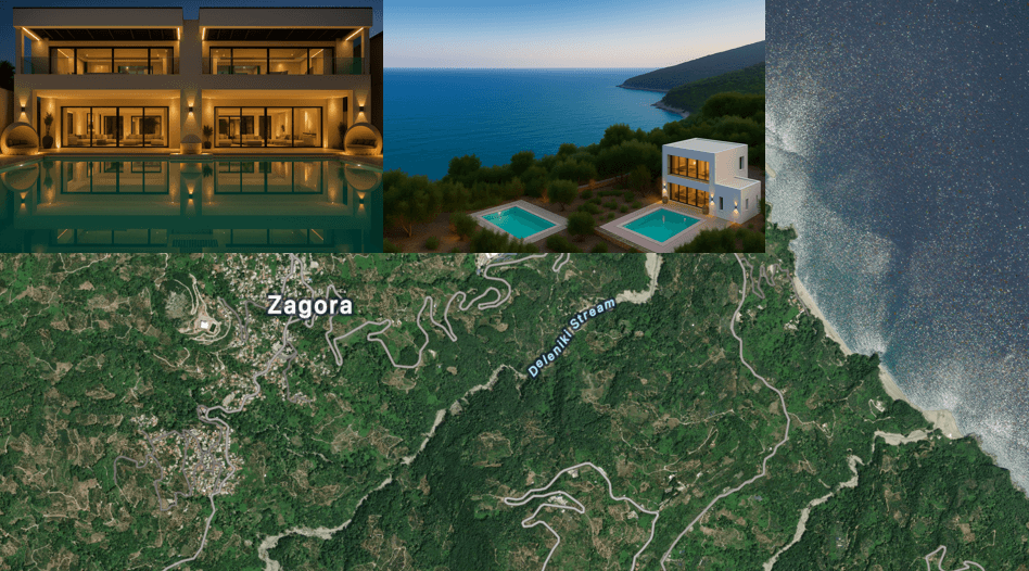 Studienvisualisierung der Luxusvillen in Zagora, Griechenland