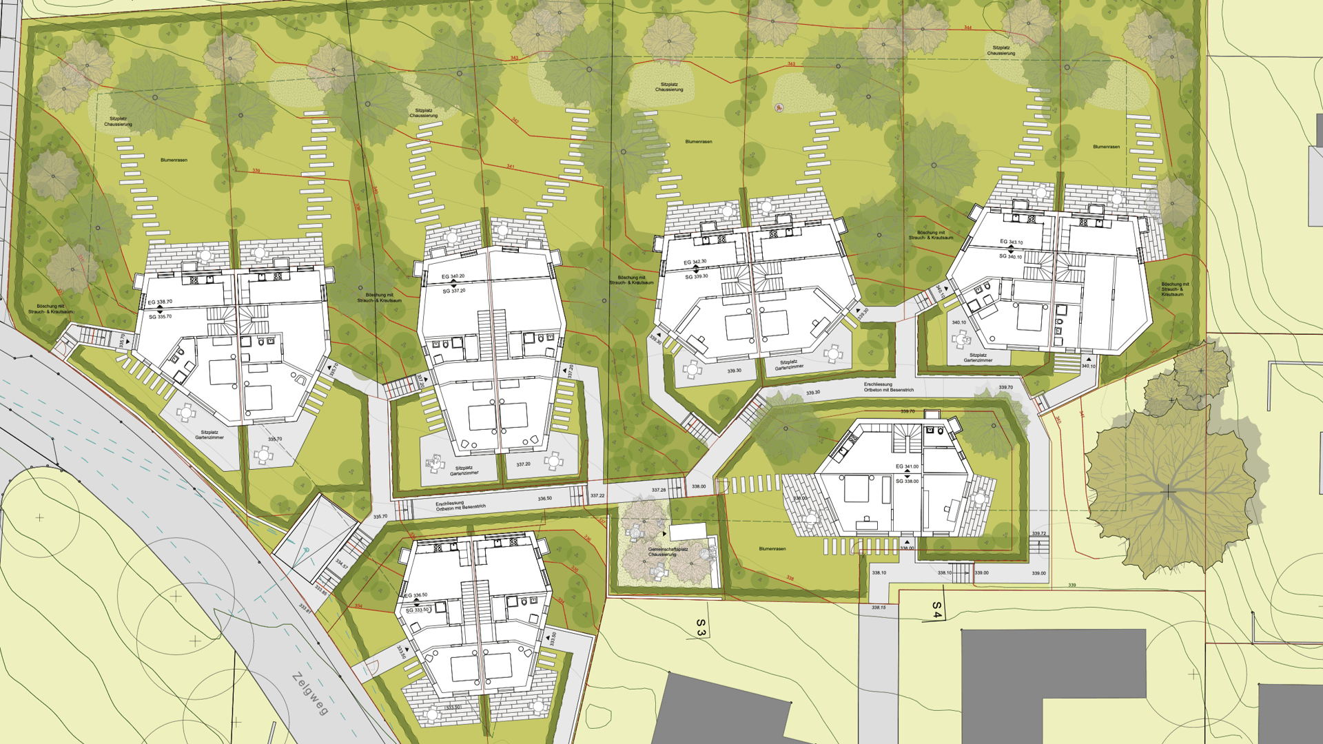 Visualisierung der Überbauung Zelgweg in Münchenstein